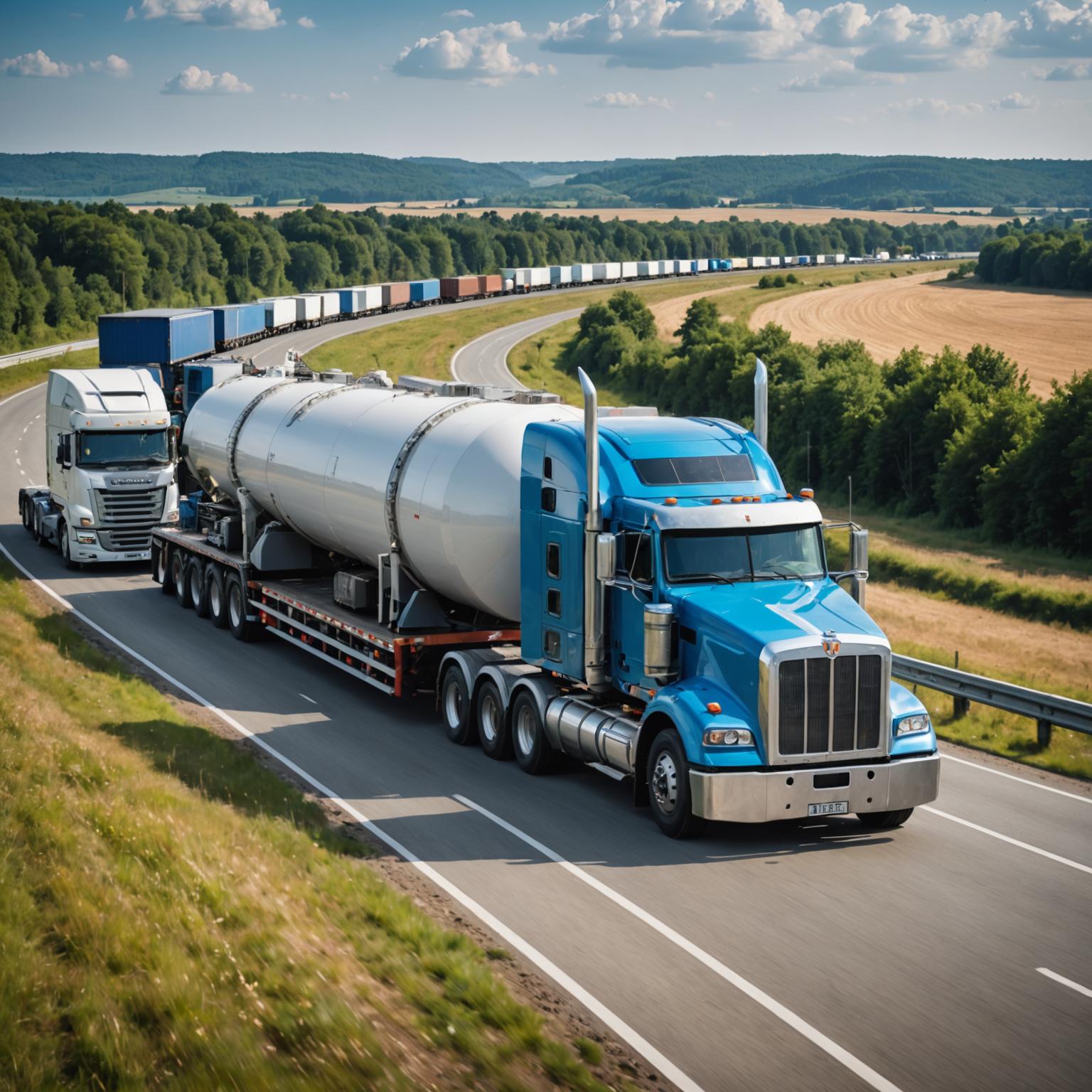 Heavy haulage truck transporting oversized industrial equipment